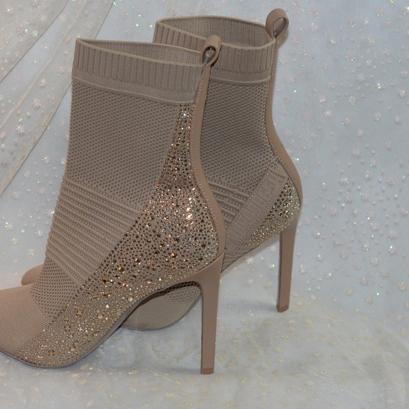Steve Madden Stiletto Maxwelle  Glitter Boots Sock Pull On  Sz 10 M. NWOT #B-157 - Picture 2 of 14